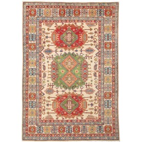 Tappeto Kazak Pakistan Astratto Crema Rosso 147x210 Cm