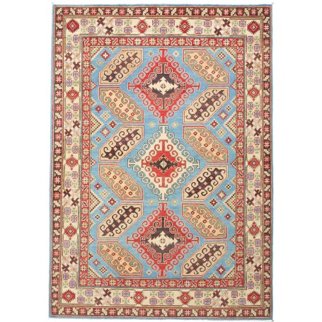 Tappeto Kazak Pakistan Astratto Azzurro Rosso 150x212 cm