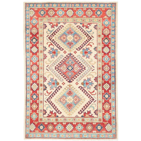 Tappeto Kazak Pakistan Astratto Crema Rosso 101x152 Cm