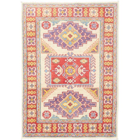 Tappeto Kazak Pakistan Astratto Crema Rosso 84x120 Cm