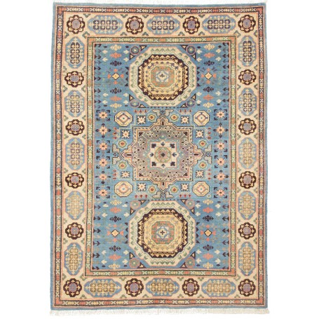 Tappeto Kazak Afghanistan Geometrico Azzurro Beige 123x173 C