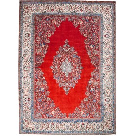 Tappeto Sarough Persia Medaglione Rosso Crema 267x368 Cm