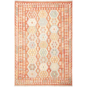 Tappeto Kilim Afghanistan Astratto Arancio Azzurro 201x293 C