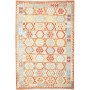 Tappeto Kilim Afghanistan Geometrico Arancio Azzurro 197x291