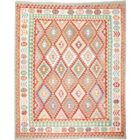 Tappeto Kilim Afghanistan Geometrico Rosso Arancio 247x294 C