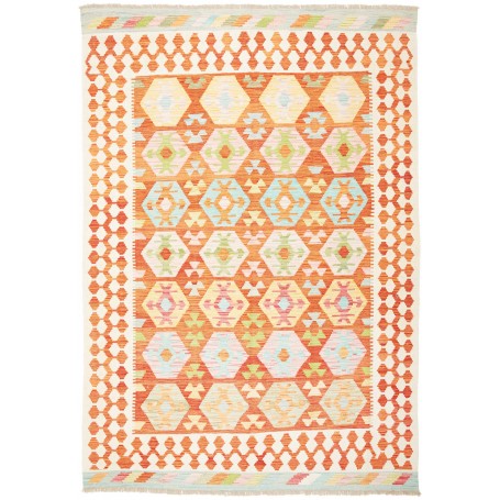 Tappeto Kilim Afghanistan Geometrico Terracotta Pastello 167