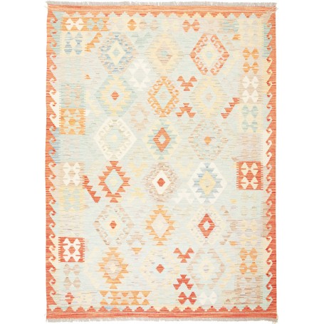 Tappeto Kilim Afghanistan Astratto Azzurro Arancio 150x205 C