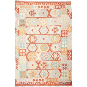 Tappeto Kilim Afghanistan Geometrico Arancio Celeste 169x246
