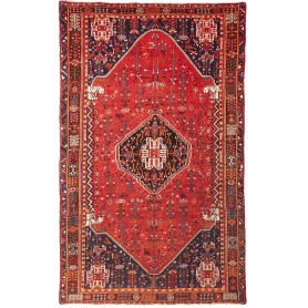 Tappeto Shiraz Persia Medaglione Rosso Blu 160x260 Cm