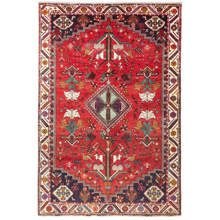 Tappeto Shiraz Persia Medaglione Rosso Blu 175x260 Cm