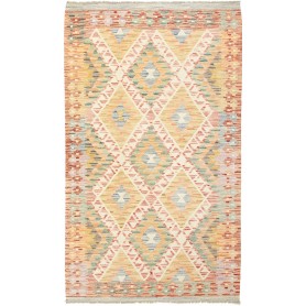 Tappeto Kilim Afghanistan Geometrico Beige Rosso 108x187 Cm