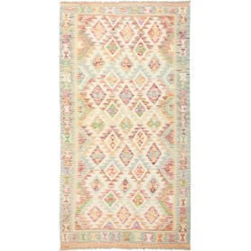 Tappeto Kilim Afghanistan Geometrico Crema Pastello 106x199