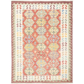 Tappeto Kilim Afghanistan Astratto Rosso Multicolore 133x173