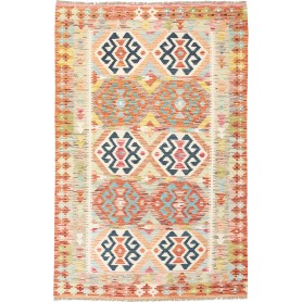 Tappeto Kilim Afghanistan Astratto Multicolore Vivace 120x18