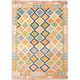 Tappeto Kilim Afghanistan Geometrico Multicolore Vivace 132x