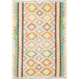 Tappeto Kilim Afghanistan Geometrico Crema Multicolore Paste