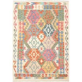 Tappeto Kilim Afghanistan Geometrico Multicolore Pastello 12