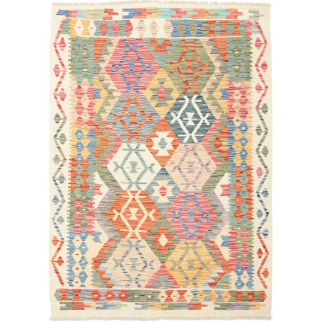 Tappeto Kilim Afghanistan Geometrico Multicolore Pastello 12