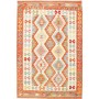 Tappeto Kilim Afghanistan Geometrico Arancione Crema 128x188