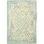 Tappeto Kilim Afghanistan Geometrico Acqua Avorio 125x182 Cm