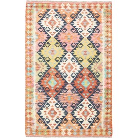 Tappeto Kilim Afghanistan Geometrico Arancione Blu 119x189 C