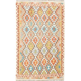 Tappeto Kilim Afghanistan Geometrico Multicolore Vivace 120x