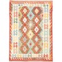 Tappeto Kilim Afghanistan Geometrico Multicolore Rosso 126x1
