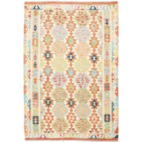 Tappeto Kilim Afghanistan Geometrico Crema Arancio 128x190 C