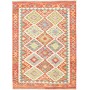Tappeto Kilim Afghanistan Geometrico Rosso Multicolore 128x1