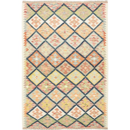 Tappeto Kilim Afghanistan Astratto Giallo Arancio 125x188 Cm