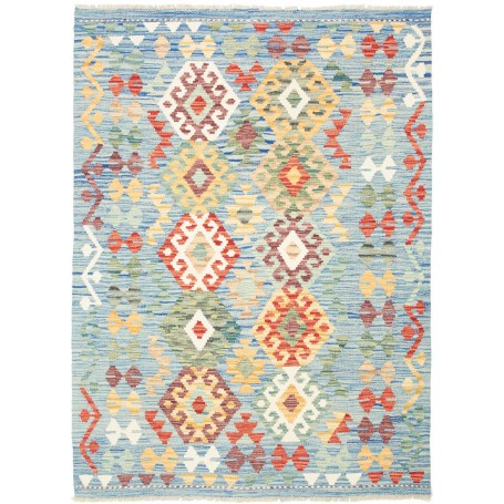 Tappeto Kilim Afghanistan Astratto Azzurro Multicolore 128x1