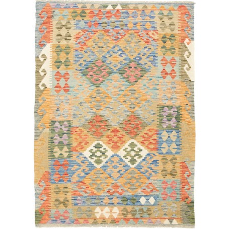 Tappeto Kilim Afghanistan Geometrico Multicolore Vibrante 12