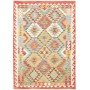 Tappeto Kilim Afghanistan Geometrico Multicolore Rosso 131x1
