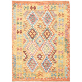 Tappeto Kilim Afghanistan Geometrico Multicolore Caldo 128x1