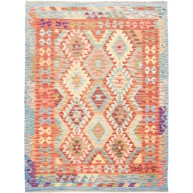 Tappeto Kilim Afghanistan Geometrico Multicolore Arancio 138