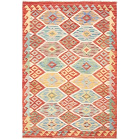 Tappeto Kilim Afghanistan Geometrico Rosso Azzurro 125x182 C