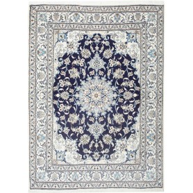 Tappeto Nain Kashmar Persia Medaglione Blu Crema 150x210 Cm