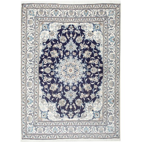Tappeto Nain Kashmar Persia Medaglione Blu Crema 150x210 Cm