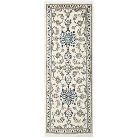 Tappeto Nain Kashmar Persia Medaglione Avorio Blu 78x210 Cm