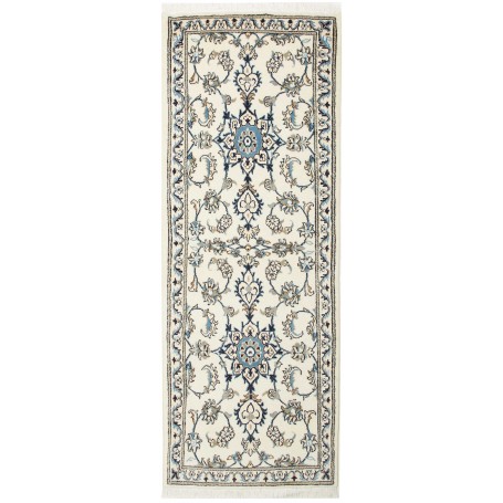 Tappeto Nain Kashmar Persia Medaglione Avorio Blu 78x210 Cm