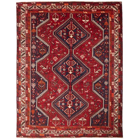 Tappeto Shiraz Persia Geometrico Rosso Blu 220x290 Cm