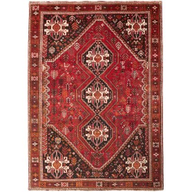 Tappeto Shiraz Persia Geometrico Rosso Nero 215x300 Cm