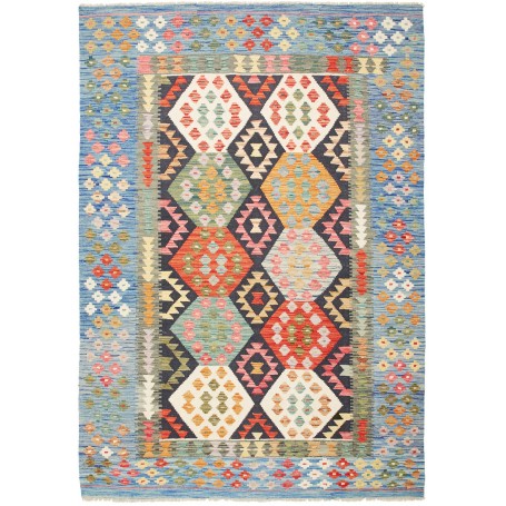 Tappeto Kilim Afghanistan Geometrico Blu Multicolore 167x239