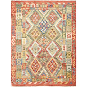 Tappeto Kilim Afghanistan Geometrico Multicolore Rosso 183x2