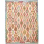 Tappeto Kilim Afghanistan Geometrico Blu Rosso 181x237 Cm
