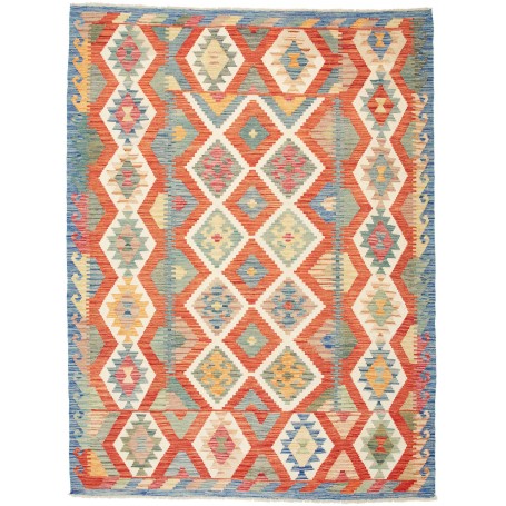 Tappeto Kilim Afghanistan Astratto Arancio Azzurro 180x239 C