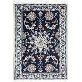 Tappeto Nain Kashmar Persia Medaglione Blu Scuro Crema 60x90