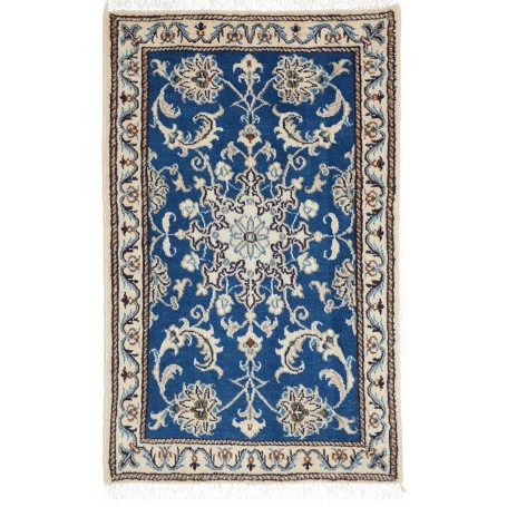 Tappeto Nain Kashmar Persia Medaglione Blu Crema 60x90 Cm