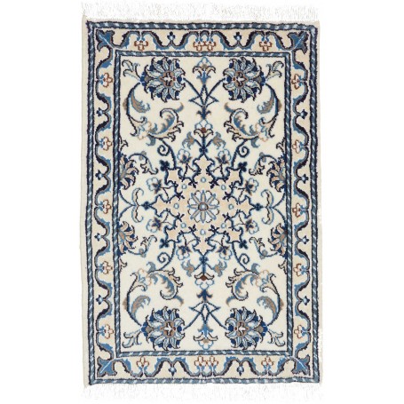 Tappeto Nain Kashmar Persia Medaglione Crema Blu 60x90 Cm