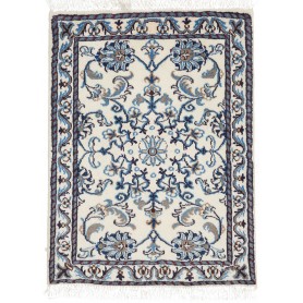 Tappeto Nain Kashmar Persia Medaglione Avorio Blu 60x90 Cm